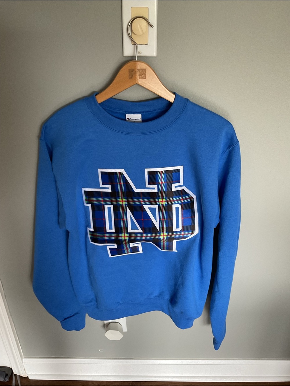 Champion Blue Crewneck with Notre Dame logo